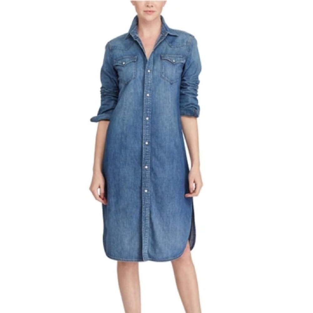 ralph lauren polo denim western shirtdress
